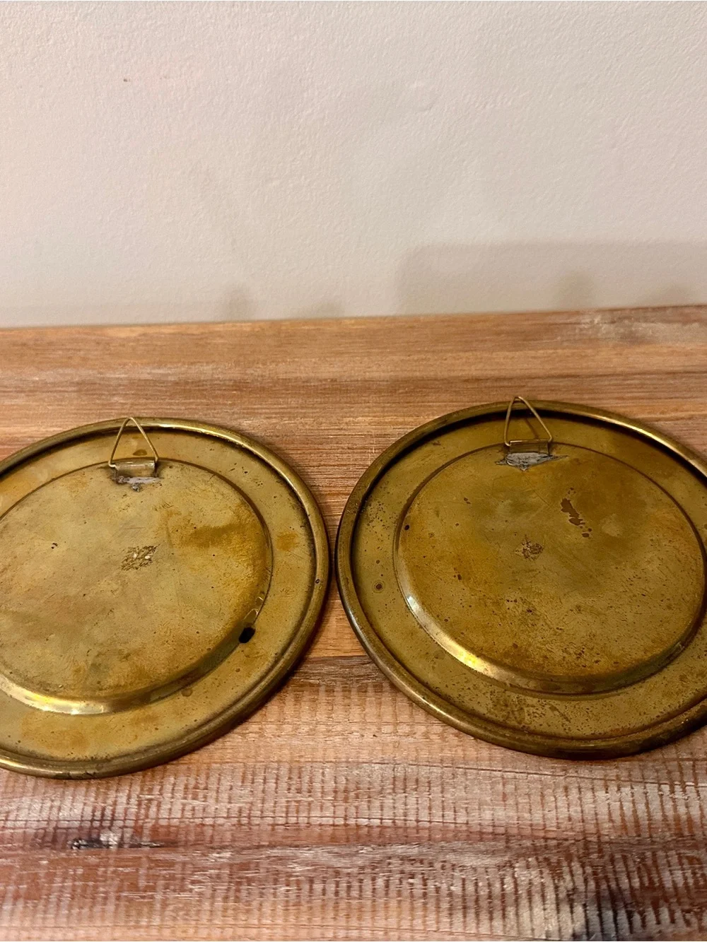 Vintage Iraq Brass Wall Plates Set of 2 Ishtar Gate Babylon 5.5” Decor